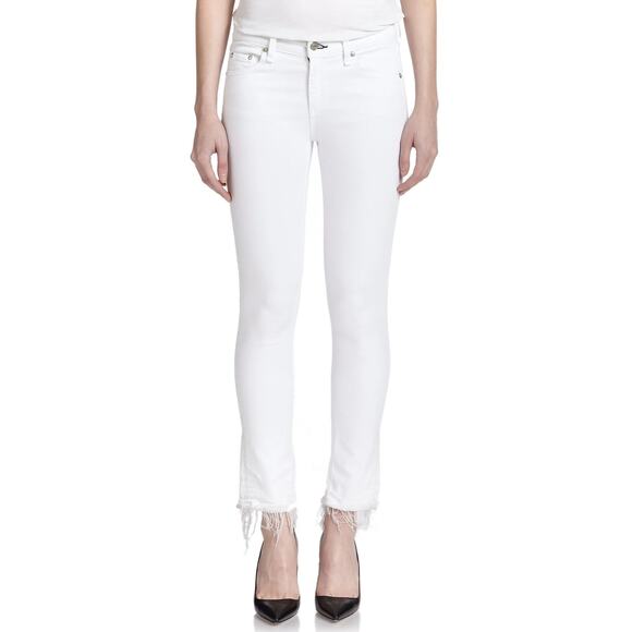 NWT Rag & Bone Skinny Capri Frayed Hem Jean Sz 25 in White - Picture 1 of 11